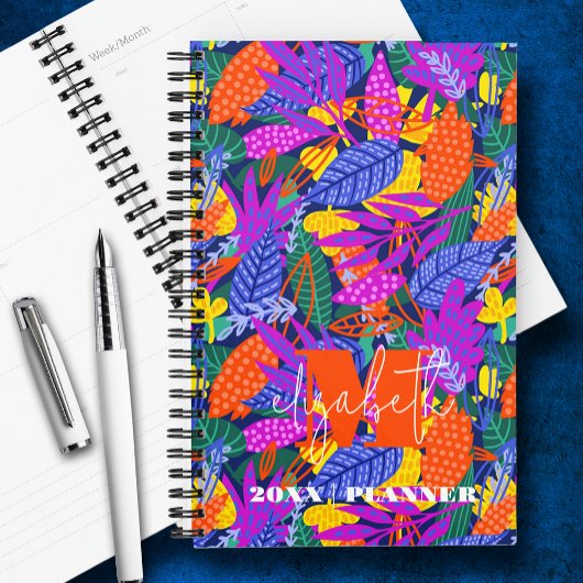 葉モノグラムの鮮やか模様 プランナー手帳