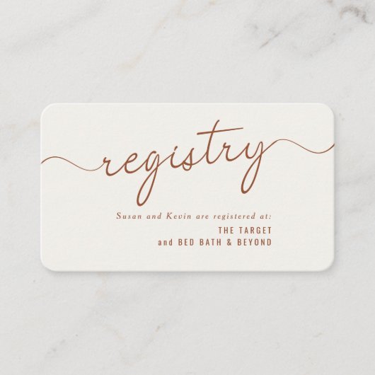 葉モノグラムミニマルウェディングシャワーギフト登録 エンクロージャーカード (正面)