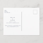 葉モノグラム結婚式は日付海軍を保存 案内ポストカード (裏面)