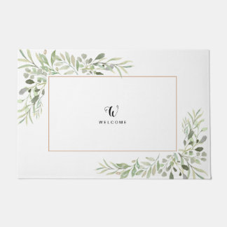 葉ユーカリ緑シンプルなミニマリストドア ドアマット