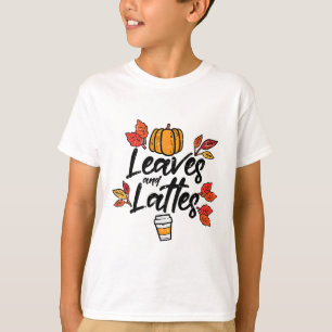 葉ラテズパンプキンスパイス秋秋ハロウィーン Tシャツ