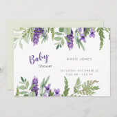 葉ラベンダーとミントベビーシャワー招待状 招待状 (正面/裏面)