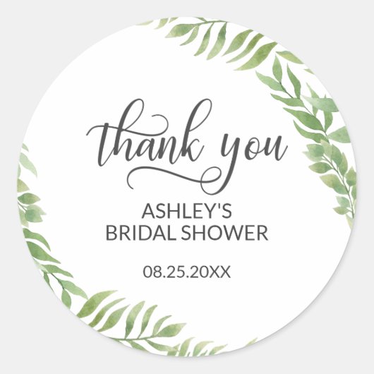 葉リースブライダルシャワーありがとう ラウンドシール (正面)