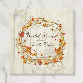 葉リースレッドビタースウィート秋ブライダルシャワー フェイバータグ