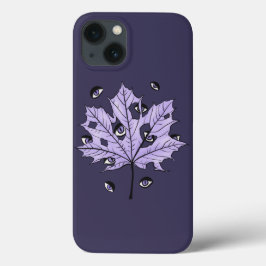 葉不気味眼紫色ゴシック美術 iPhone 13ケース