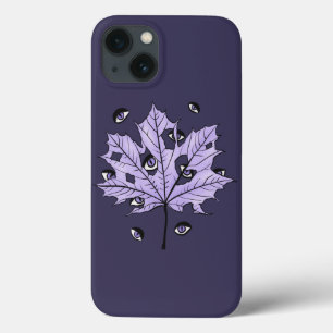 葉不気味眼紫色ゴシック美術 iPhone 13ケース