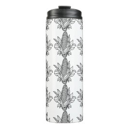 葉付きの黒と白のトウモロコシのアイコン タンブラー