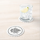 葉付きの黒と白のトウモロコシのアイコン ペーパーコースター (インサイチュ)