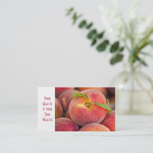 葉付き新鮮な桃 名刺 (スタンド正面)