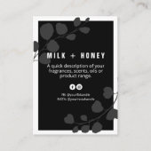 葉付き植物性黒と灰色の製品リストカード 名刺 (正面)