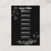 葉付き植物性黒と灰色の製品リストカード 名刺 (裏面)