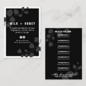 葉付き植物性黒と灰色の製品リストカード 名刺 (正面/裏面)