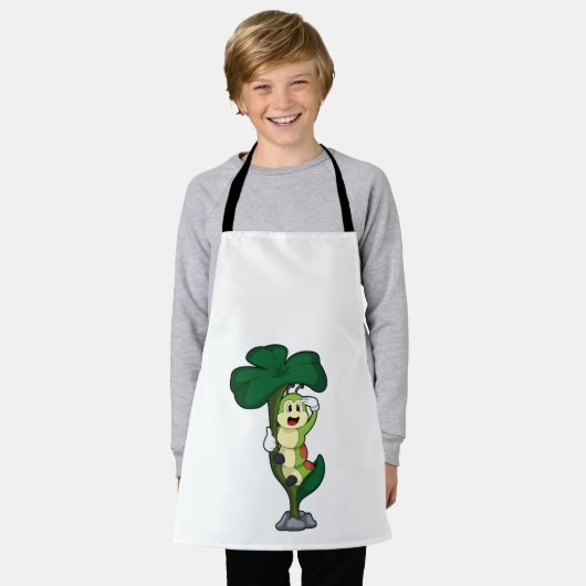 葉付き毛虫 エプロン (着用した状態)