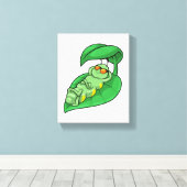 葉付き毛虫 キャンバスプリント (インサイチュ (ウッドフロア))