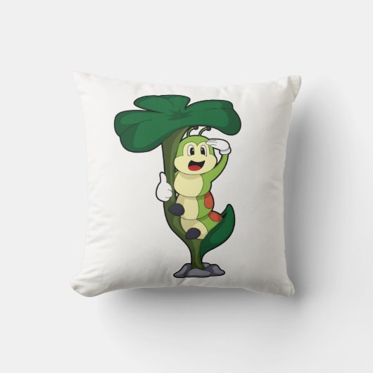 葉付き毛虫 クッション (正面)