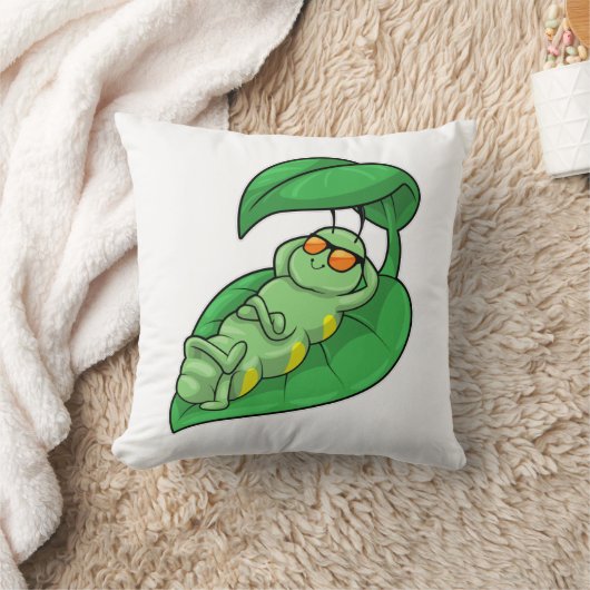 葉付き毛虫 クッション (ブランケット)