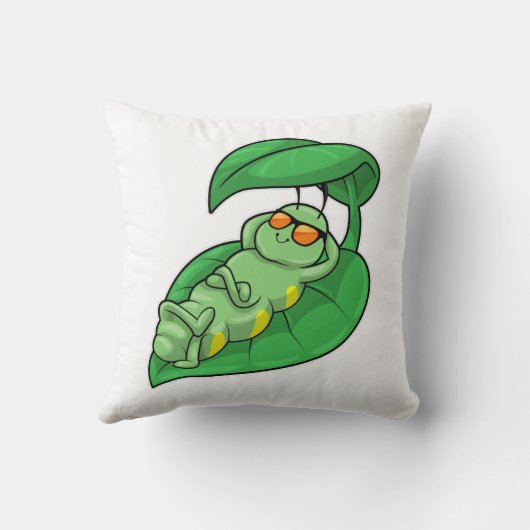 葉付き毛虫 クッション (裏面)