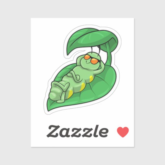 葉付き毛虫 シール (シート)