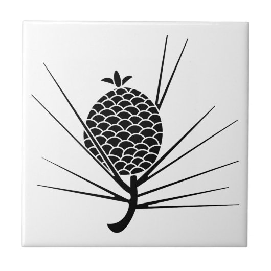 葉付松毬 タイル (正面)