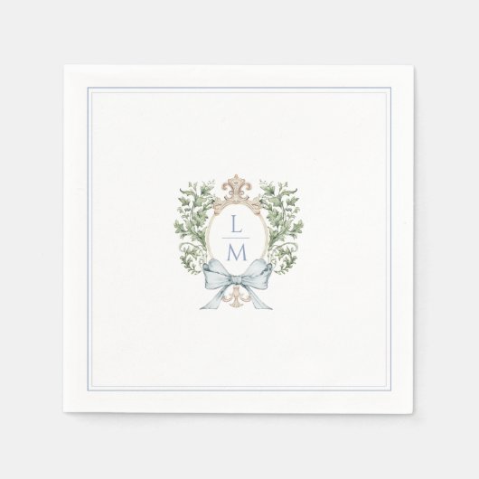 葉伝統的頂（弓あり） |モノグラム結婚ズ スタンダードカクテルナプキン (正面)