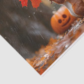 葉傘がかわいいリス – 秋の雨 薄葉紙 (詳細)