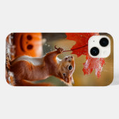 葉傘がかわいいリス – 秋の雨 Case-Mate iPhoneケース (裏面 (横))