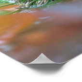 葉傘を持ったかわいいハリネズミ ポスター (角)