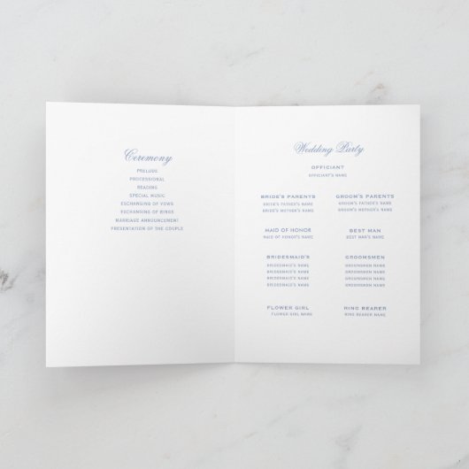 葉冠モノグラム結婚折りプログラム プログラム (内部)