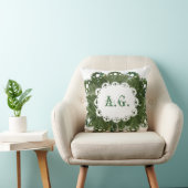 葉及びレース・モノグラム枕 クッション (椅子)