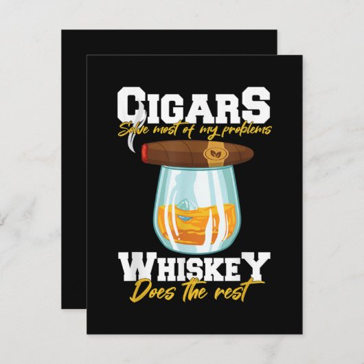 葉巻で私の問題の大部分を解決ウィスキー サンキューカード (正面/裏面)
