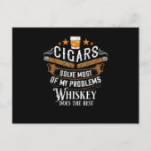 葉巻で私の問題の大部分を解決ウィスキー ポストカード (正面)