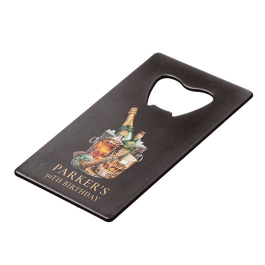 葉巻とウィスキーのメンズの誕生日 クレジットカード栓抜き (正面アングル)