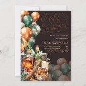 葉巻とウィスキーのメンズ誕生日 招待状 (正面)