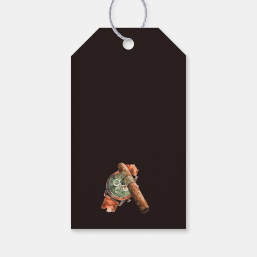 葉巻とウィスキーメンズの誕生日 パーソナライズされた ギフトタグ (裏面)