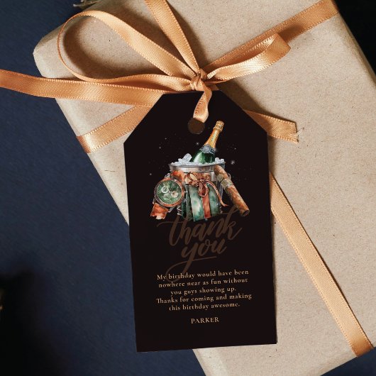 葉巻とウィスキーメンズの誕生日 パーソナライズされた ギフトタグ