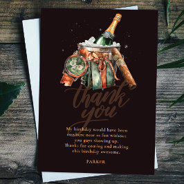 葉巻とウィスキーメンズの誕生日 パーソナライズされた サンキューカード