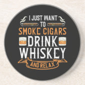 葉巻とウィスキー引用文サンドストーンコースター コースター (正面)