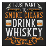 葉巻とウィスキー引用文ポスター ポスター (正面)