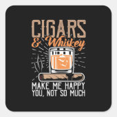 葉巻とウイスキーで幸せになる スクエアシール (正面)