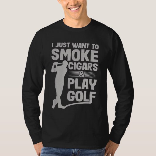 葉巻とゴルフを吸遊いたおもしろいい Tシャツ (正面)