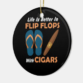 葉巻の付いたビーチサンダルの方が暮らしが好い セラミックオーナメント (左)