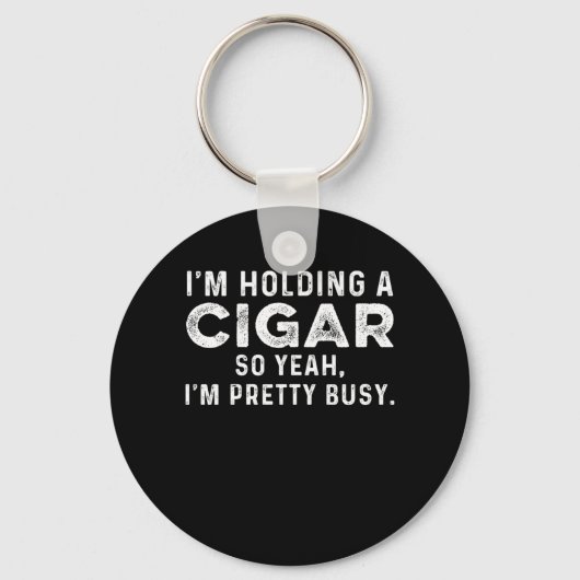 葉巻の喫煙者ハミドルたばこ葉巻の恋人を保持 キーホルダー (正面)