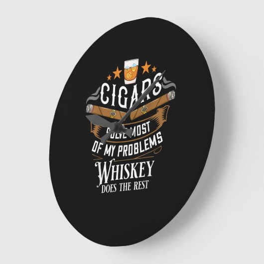 葉巻は私の問題のほとんどを解くウイスキー ラージ壁時計 (傾斜)