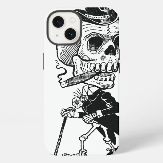 葉巻を吸うスケルトン iPhoneケース (裏面)