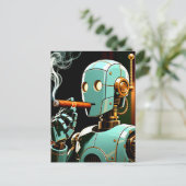 葉巻を吸うロボット ポストカード (スタンド正面)