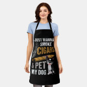 葉巻を吸って犬の葉巻を愛撫したい エプロン (着用した状態)