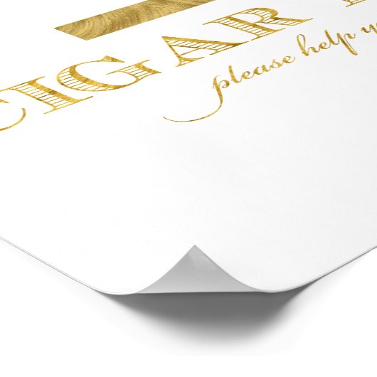 葉巻バーサインフェイク – ゴールドフォイルきらめく ポスター (角)