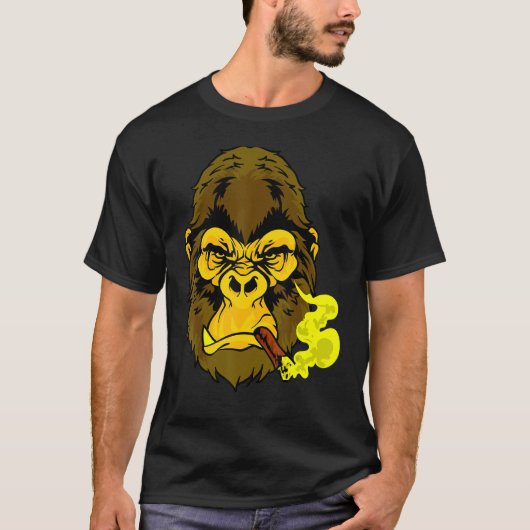 葉巻喫煙は男性のための黄色いゴリラを見て意味 Tシャツ (正面)