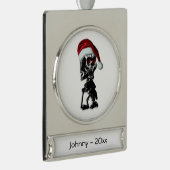 葉巻喫煙クリスマススケルトン シルバープレートバナーオーナメント (右)