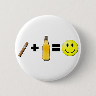 葉巻+ビール=幸せ 缶バッジ
